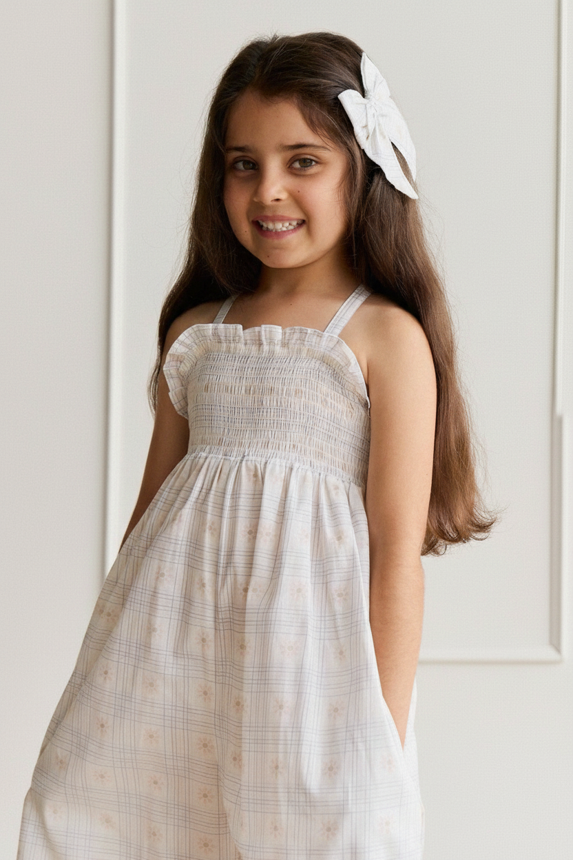 Organic Cotton Baby Romper - White Floral - Kumfy Kids (3)