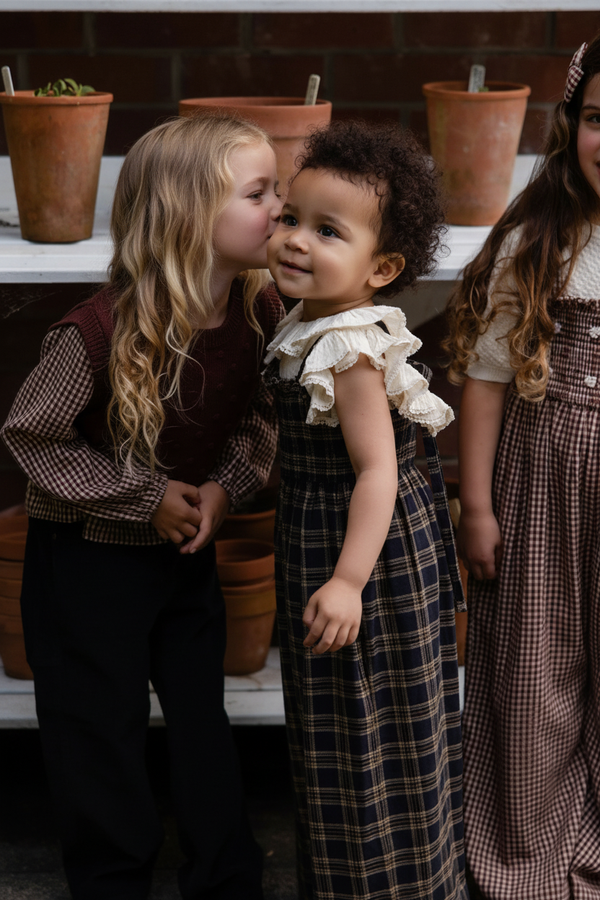 Organic Cotton Baby Romper - Woodland Check