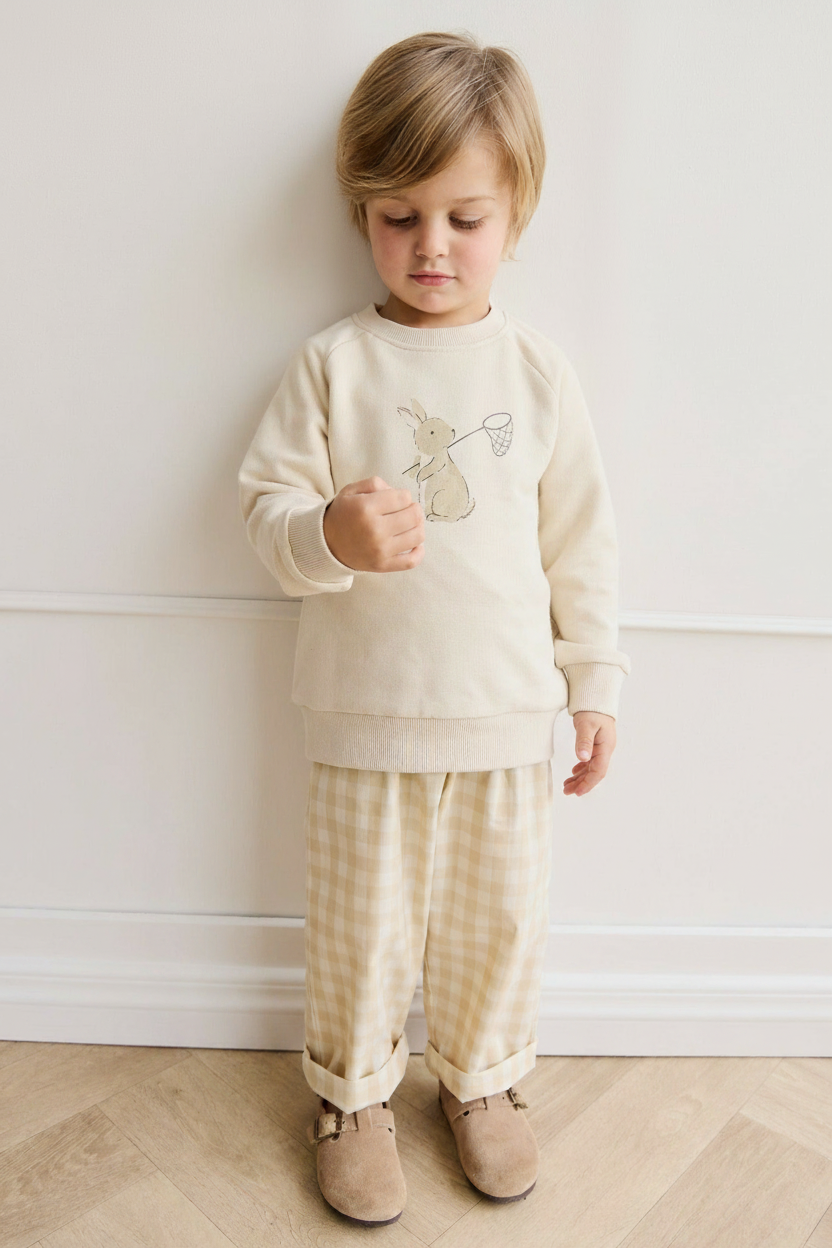 Organic Cotton Baby Top - Oatmeal Bunny Print - Kumfy Kids (3)