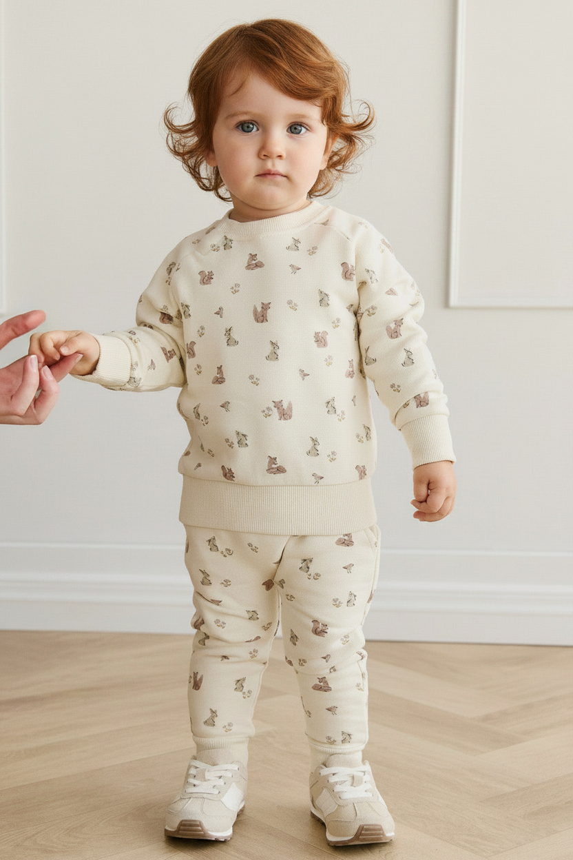 Organic Cotton Baby Pants - Forest Animal Print - Kumfy Kids