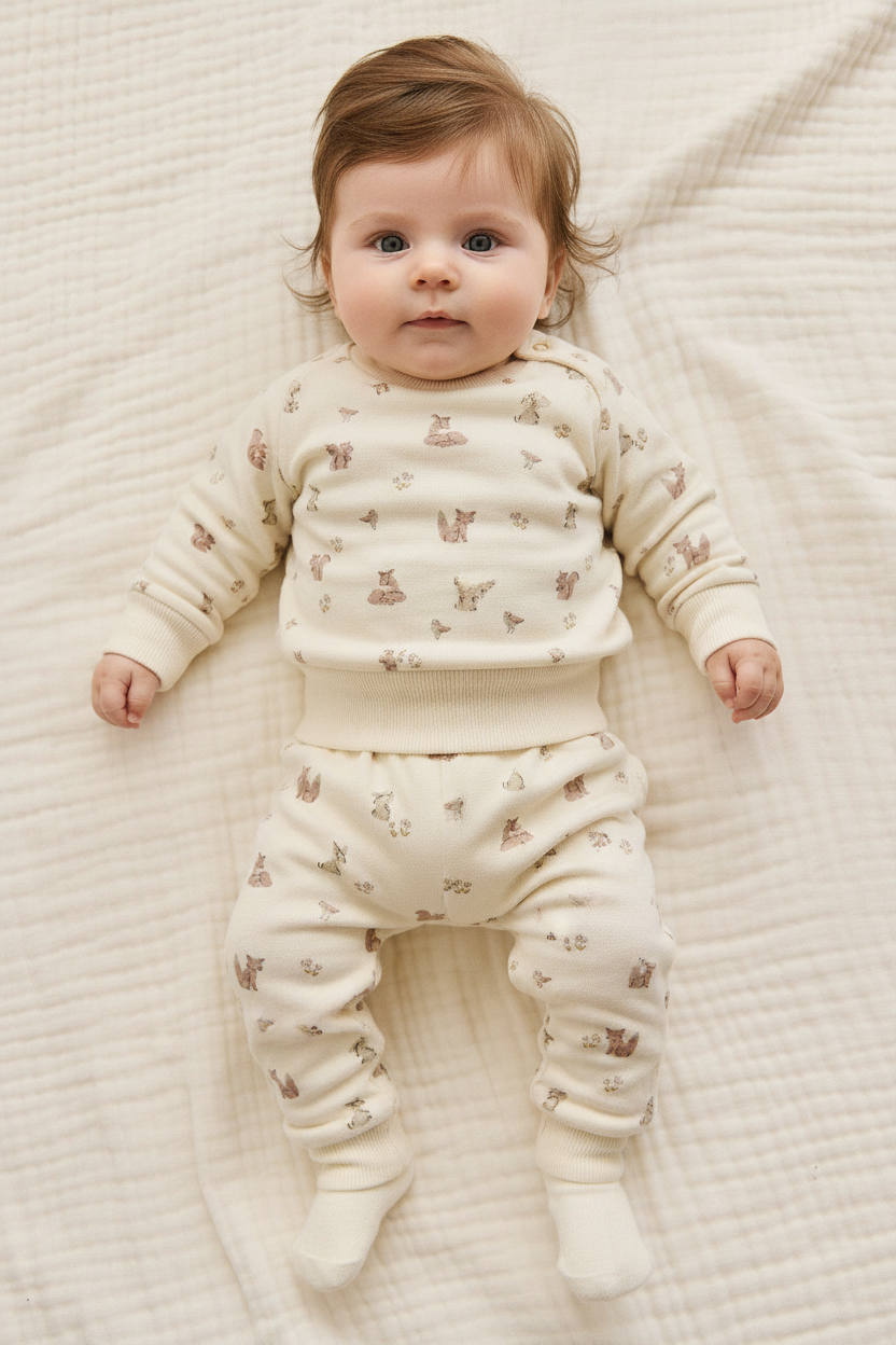 Organic Cotton Baby Pants - Forest Animal Print - Kumfy Kids (3)