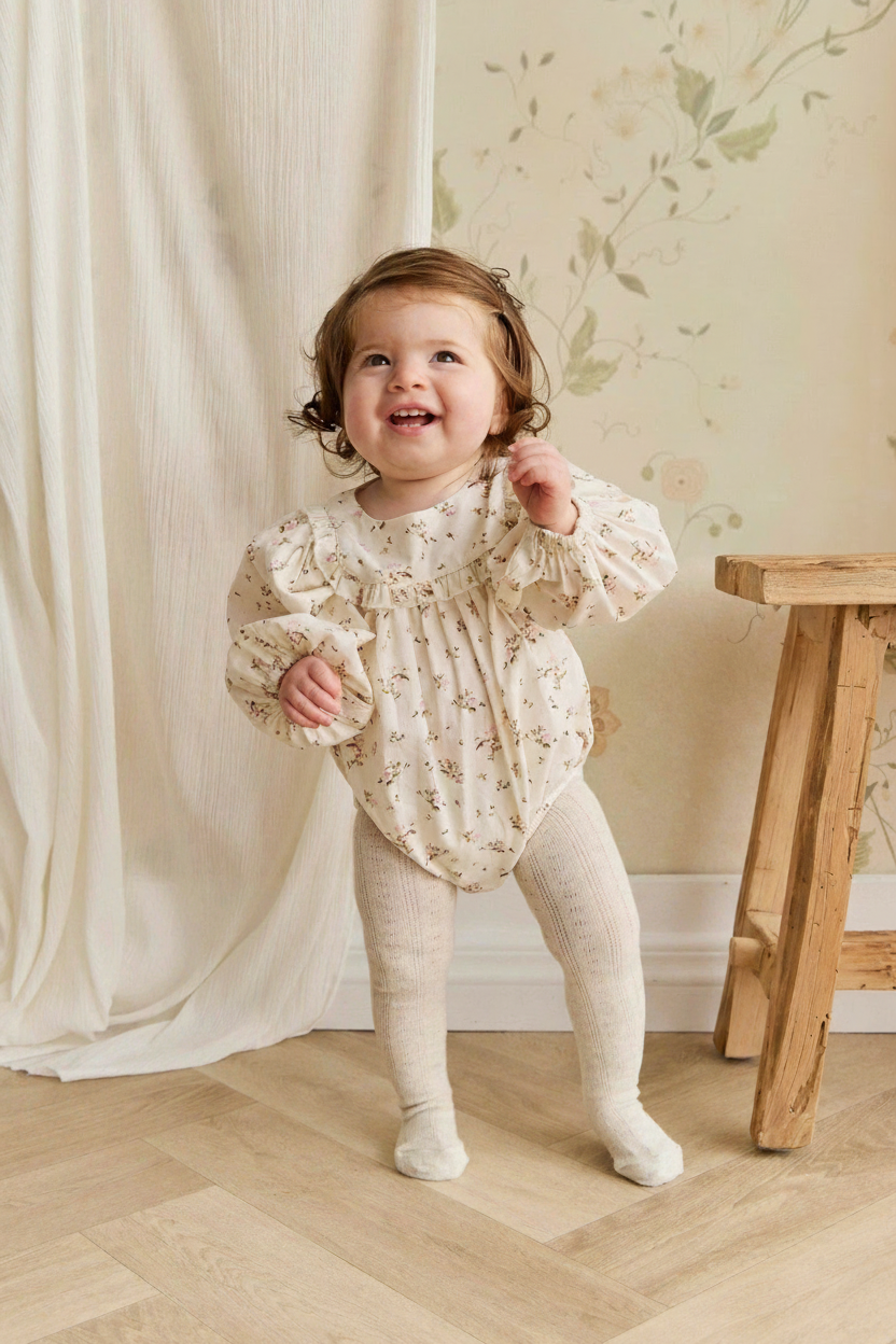Organic Cotton Baby Romper - Antique White - Kumfy Kids (2)