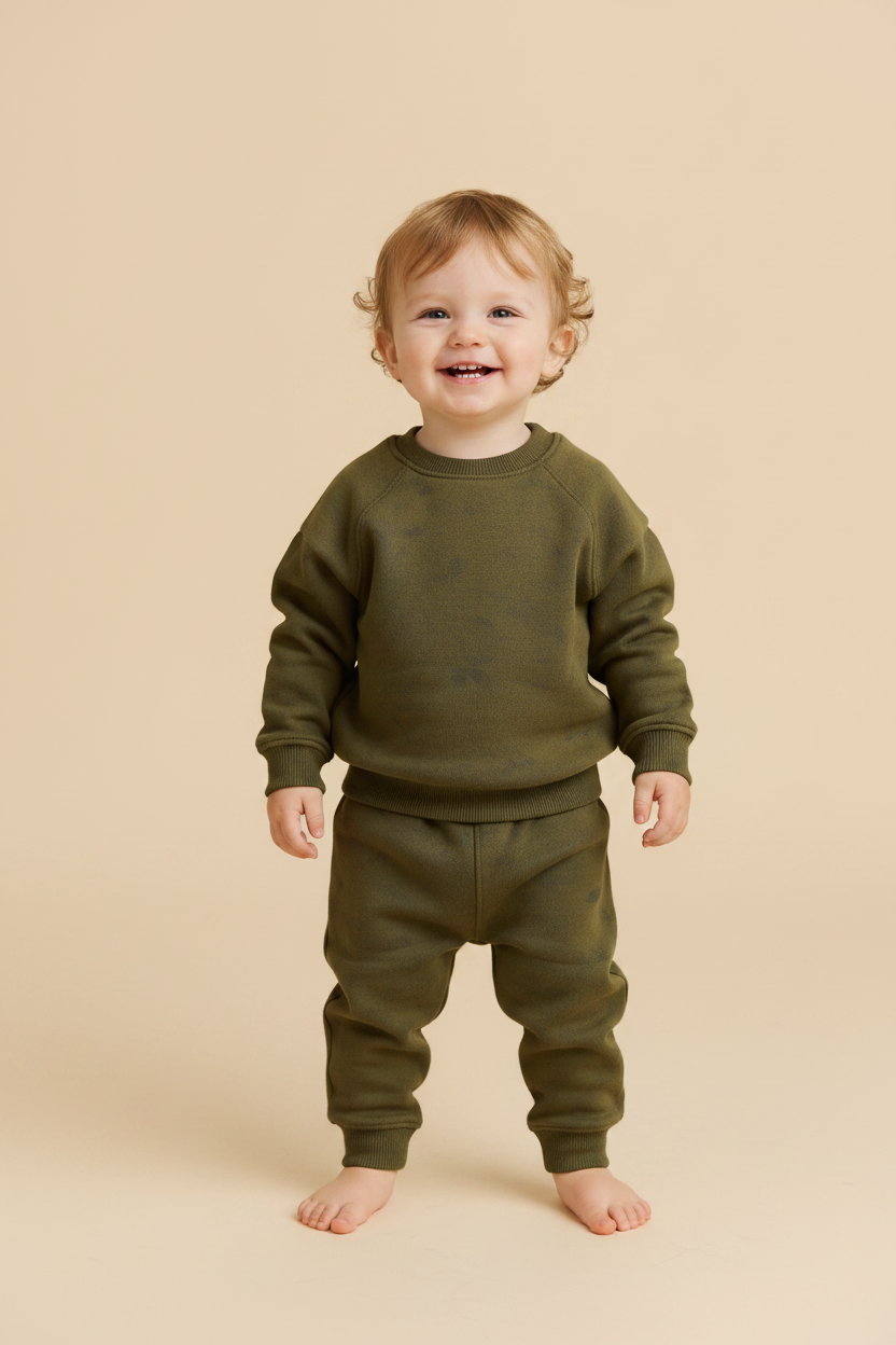 Organic Cotton Baby Top - Olive Animal Print - Kumfy Kids