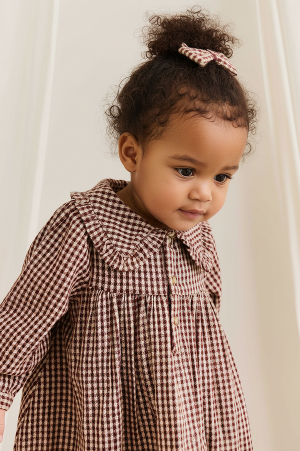 Organic Cotton Baby Dress - Cinnamon Gingham