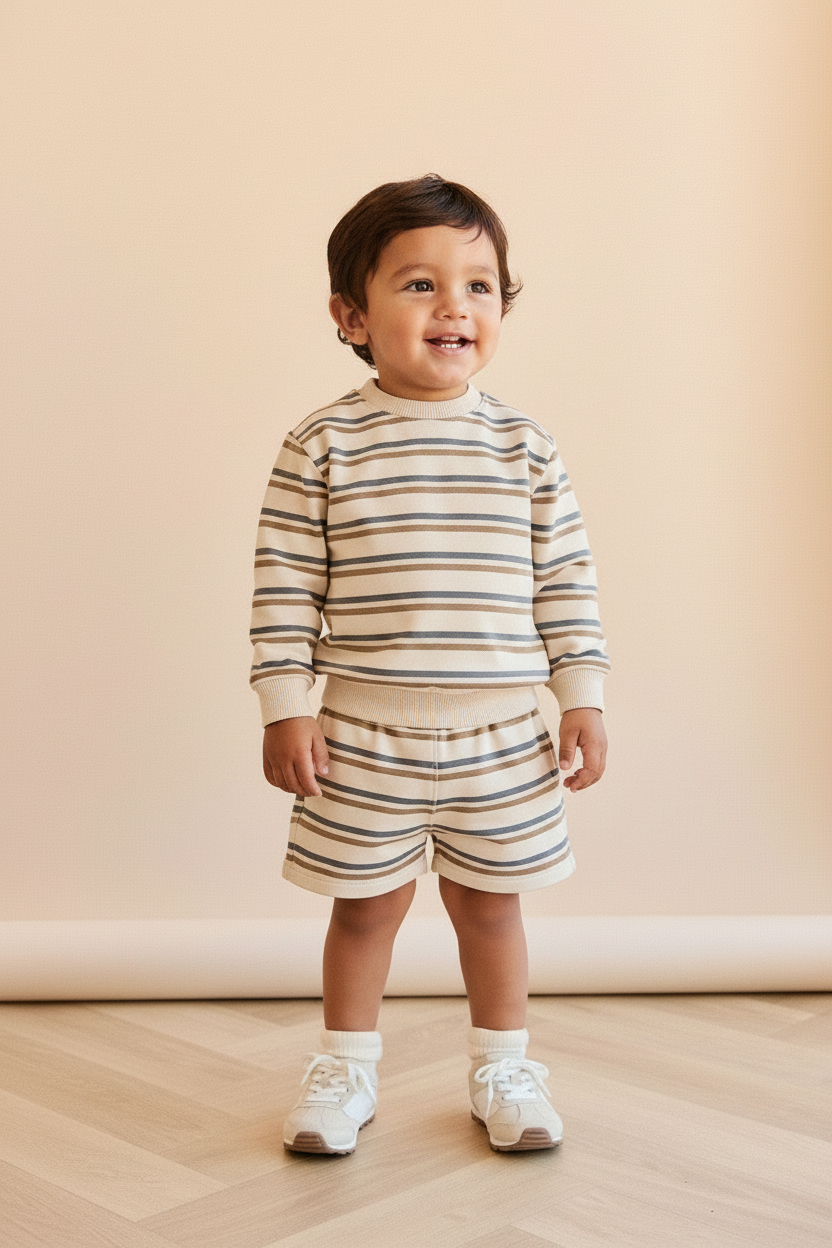 Organic Cotton Baby Sweater - Navy Stripe - Kumfy Kids