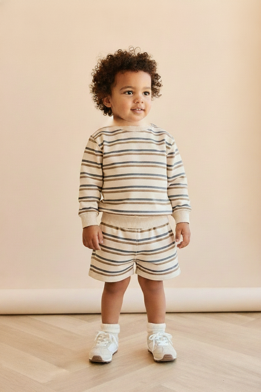 Organic Cotton Baby Sweater - Navy Stripe - Kumfy Kids