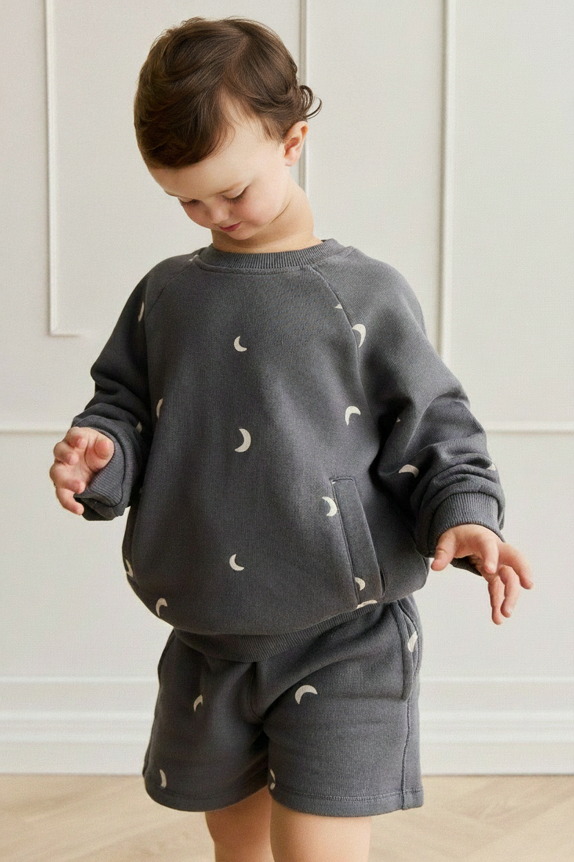 Organic Cotton Baby Shorts - Moon Print - Kumfy Kids (3)