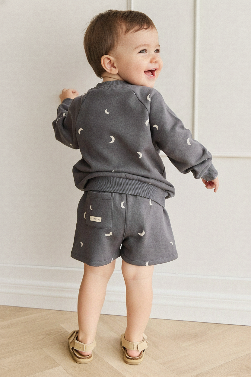 Organic Cotton Baby Shorts - Moon Print - Kumfy Kids (4)