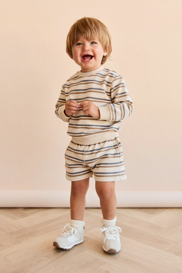 Organic Cotton Baby Shorts - Navy Stripe