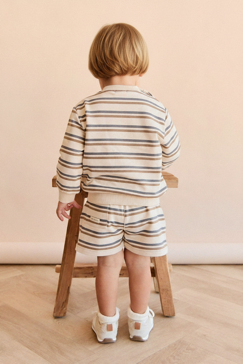 Organic Cotton Baby Shorts - Navy Stripe - Kumfy Kids (2)