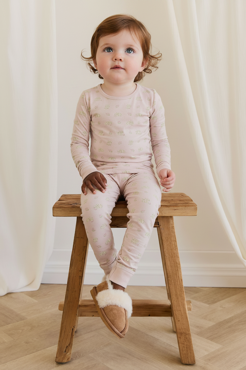 Organic Cotton Baby Pajama Set - Mauve Floral - Kumfy Kids