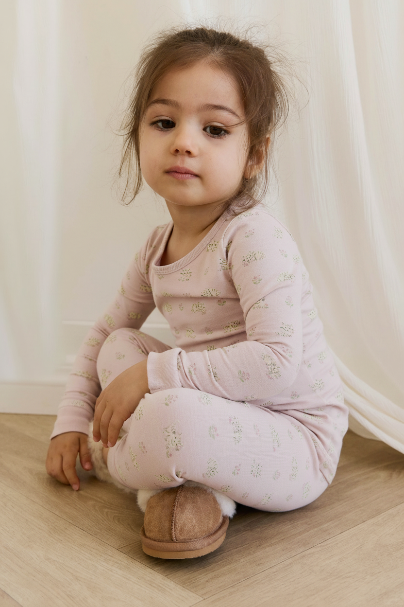 Organic Cotton Baby Pajama Set - Mauve Floral - Kumfy Kids
