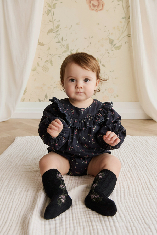 Organic Cotton Baby Romper - Black