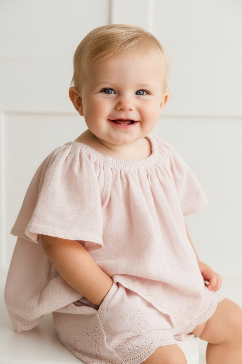 Cotton Muslin Baby Shorts - Pale Lilac - Kumfy Kids (3)