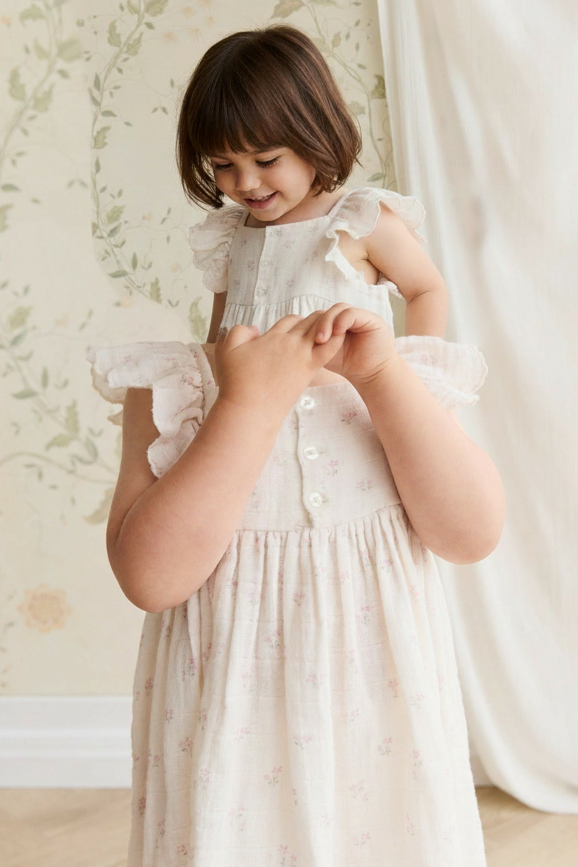 Cotton Muslin Baby Dress - Soft Pink - Kumfy Kids (4)