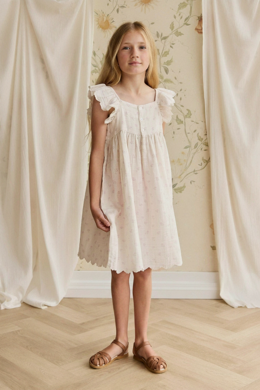 Cotton Muslin Baby Dress - Soft Pink - Kumfy Kids (5)