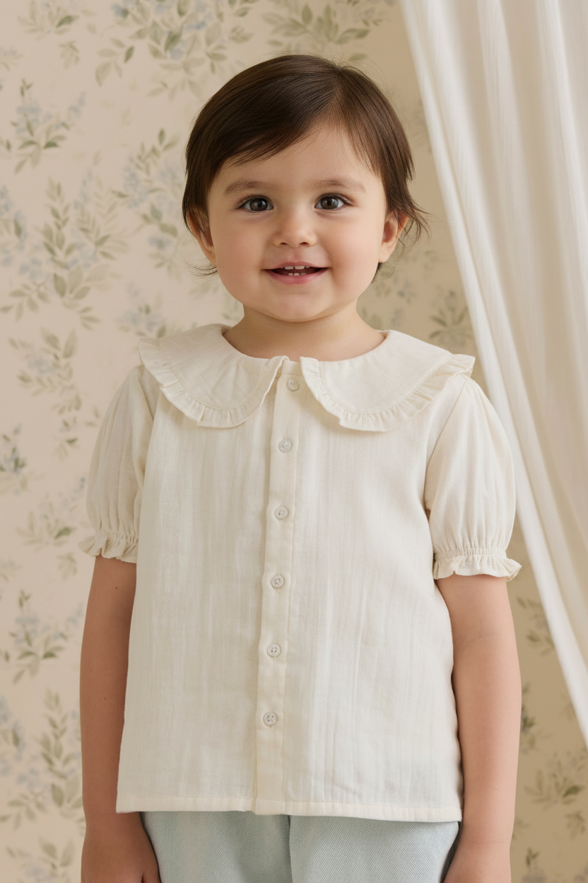 Cotton Muslin Baby Top - Cream - Kumfy Kids (3)