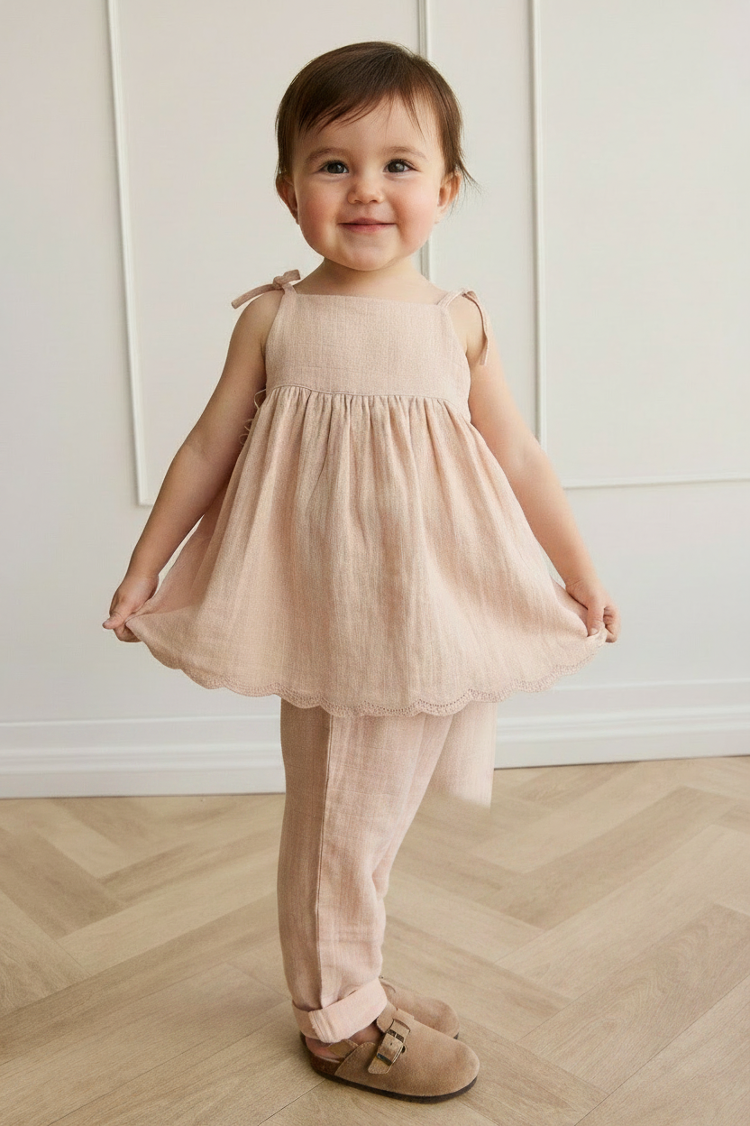 Cotton Muslin Baby Top - Chalky Pink - Kumfy Kids (4)