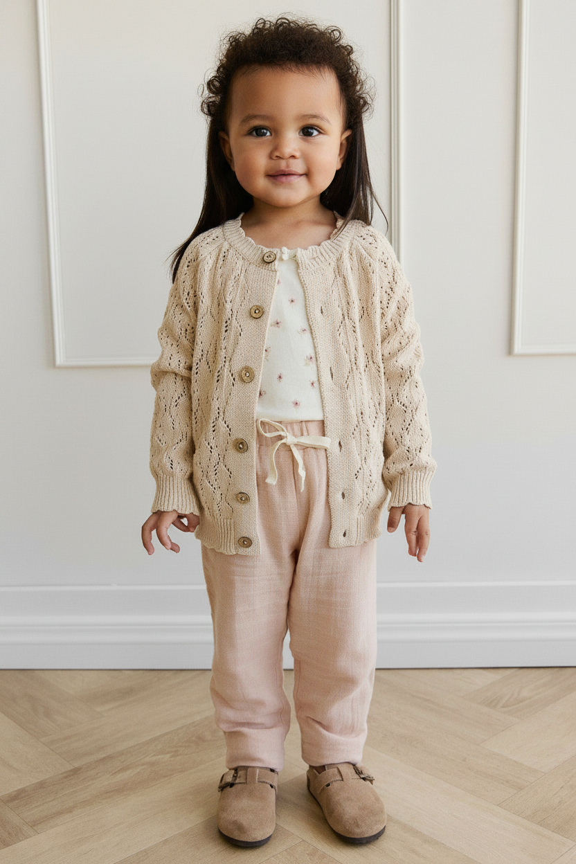 Cotton Muslin Baby Pants - Chalky Pink - Kumfy Kids (2)