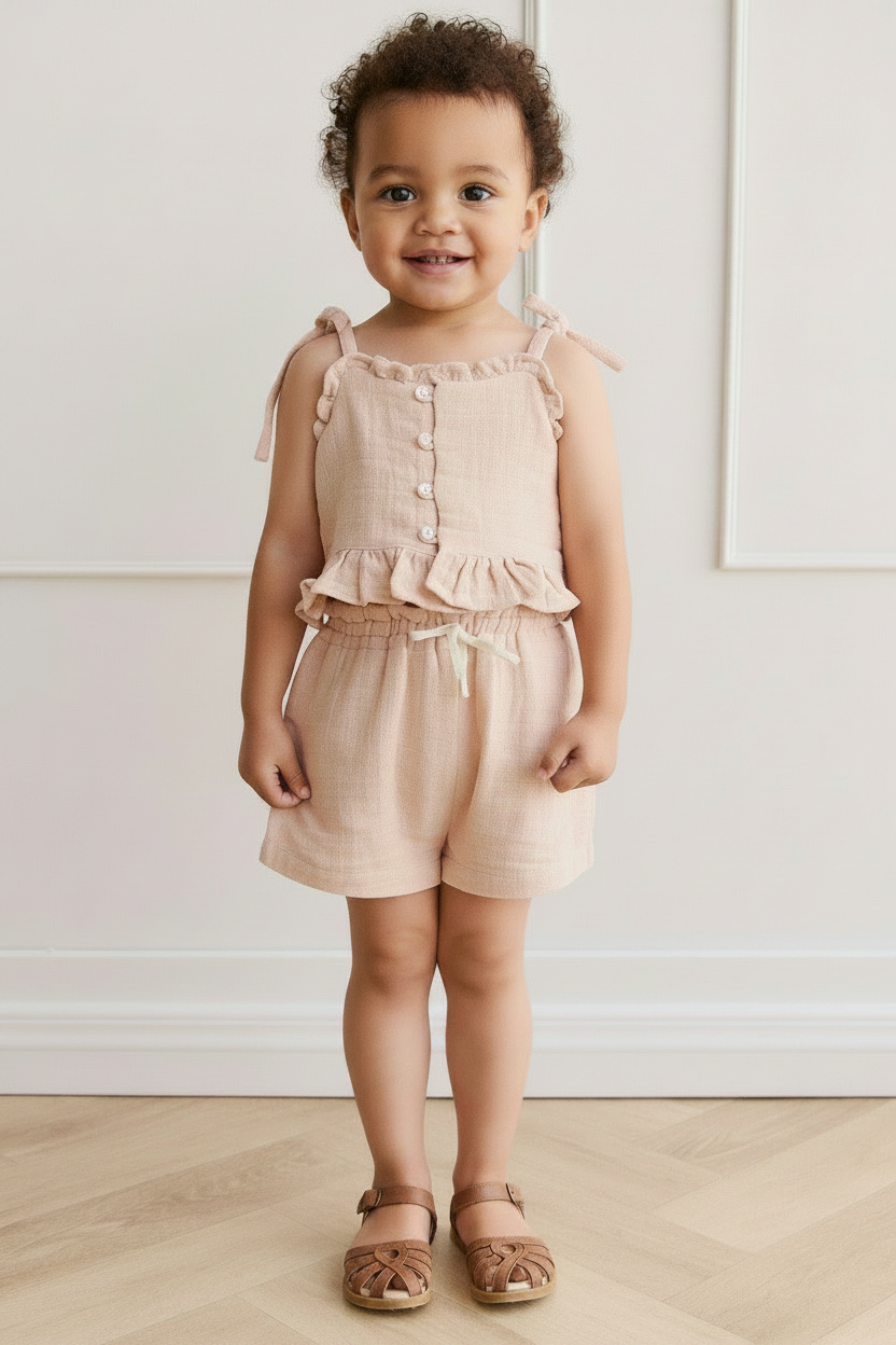 Cotton Muslin Baby Shorts - Chalky Pink - Kumfy Kids (2)