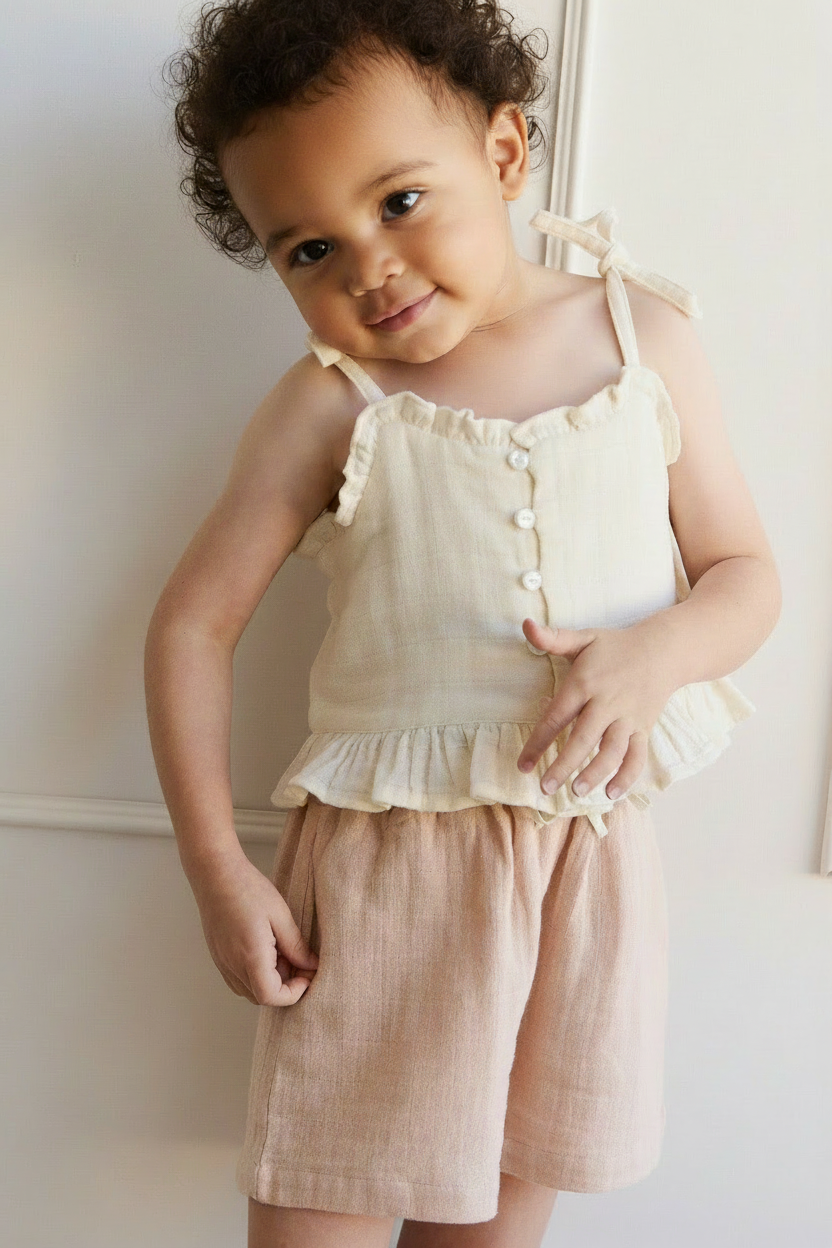 Cotton Muslin Baby Shorts - Chalky Pink - Kumfy Kids (4)