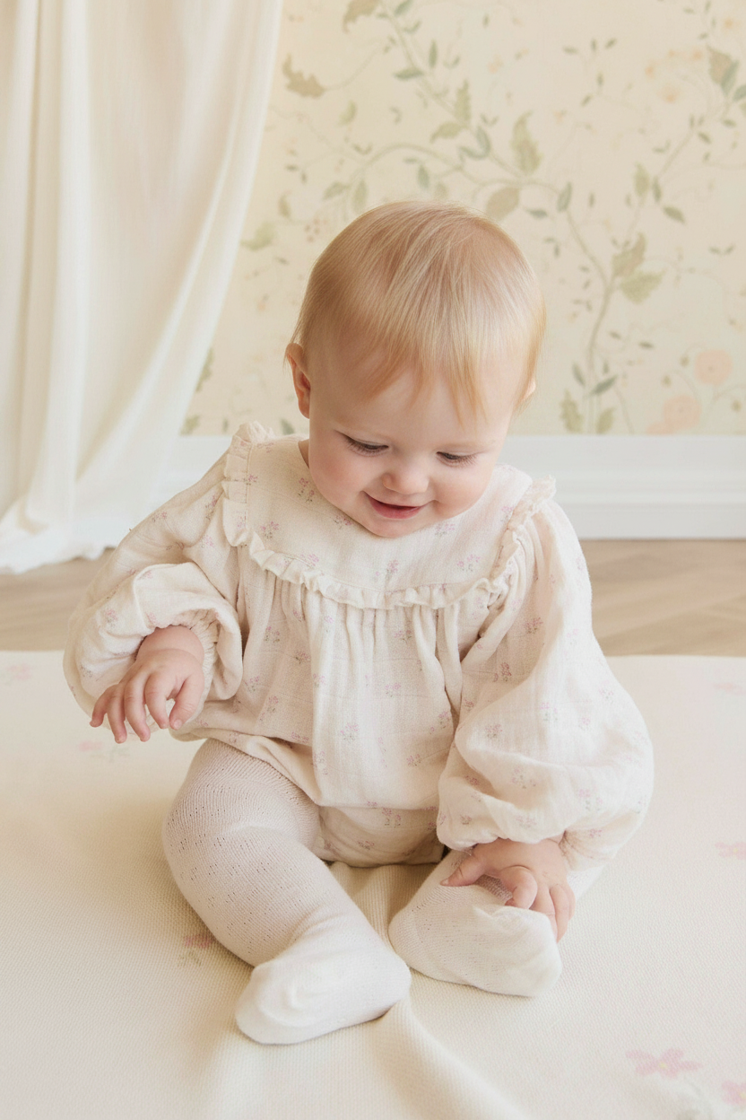 Cotton Muslin Baby Romper - Soft Pink - Kumfy Kids