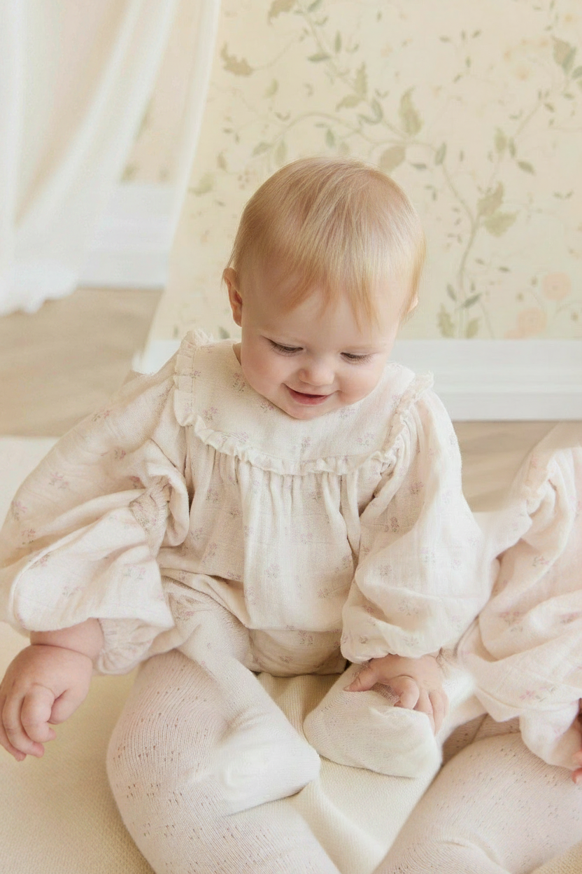 Cotton Muslin Baby Romper - Soft Pink - Kumfy Kids (3)