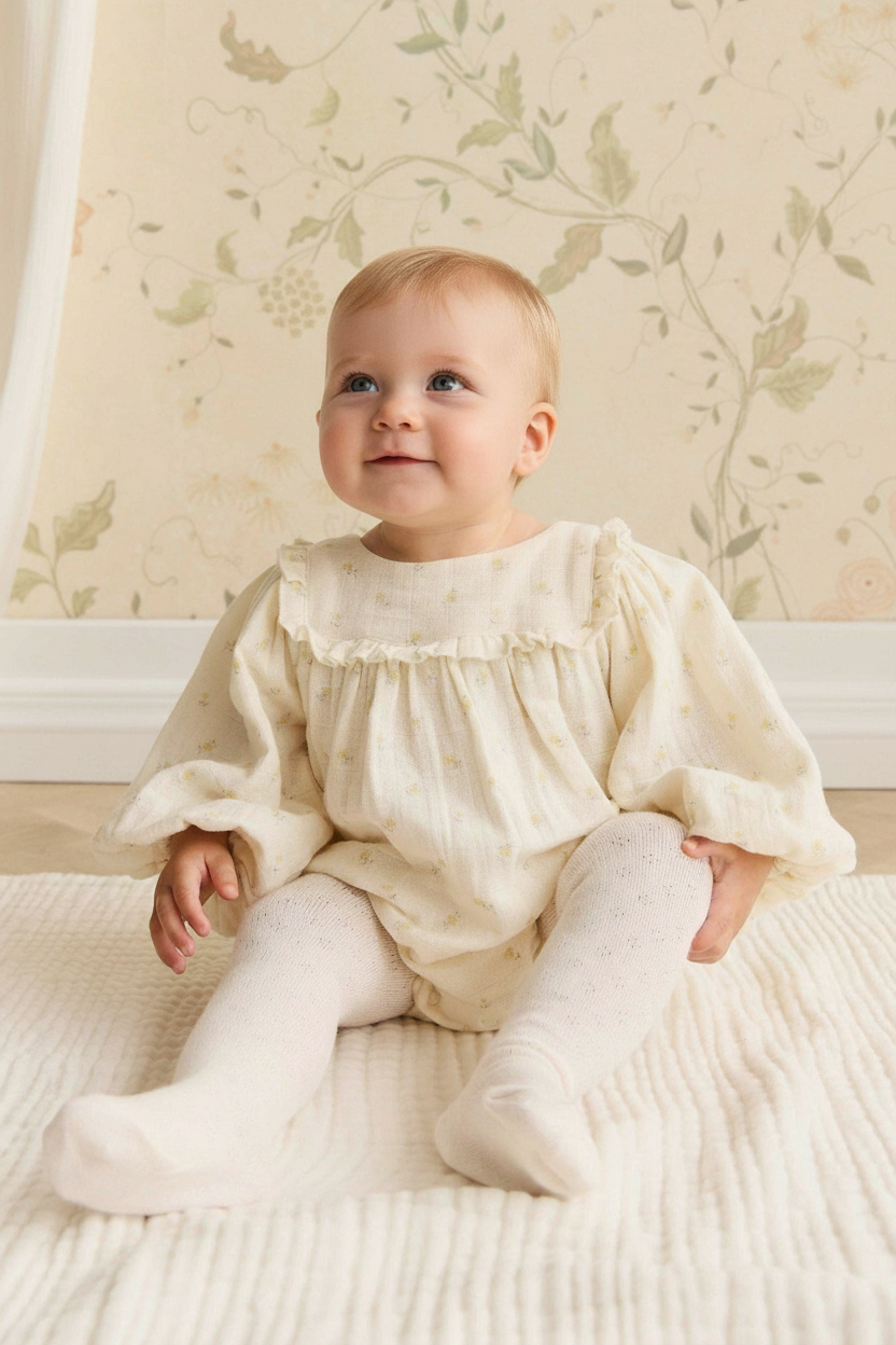 Cotton Muslin Baby Romper - Ditsy Floral - Kumfy Kids (5)