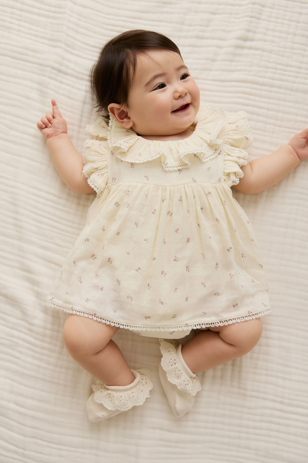 Cotton Muslin Baby Romper - Dusty Rose