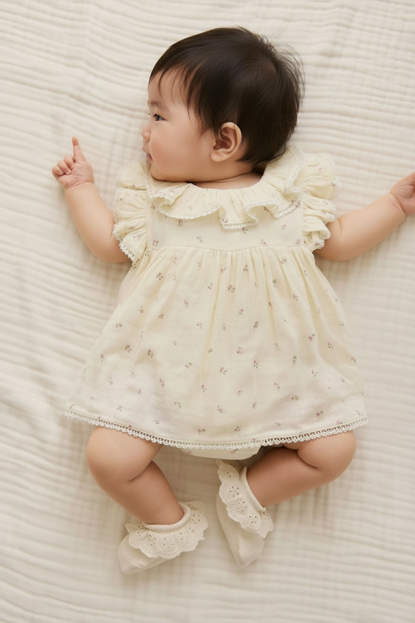 Cotton Muslin Baby Romper - Dusty Rose - Kumfy Kids (4)