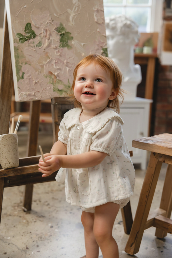 Cotton Muslin Baby Top - Snow White