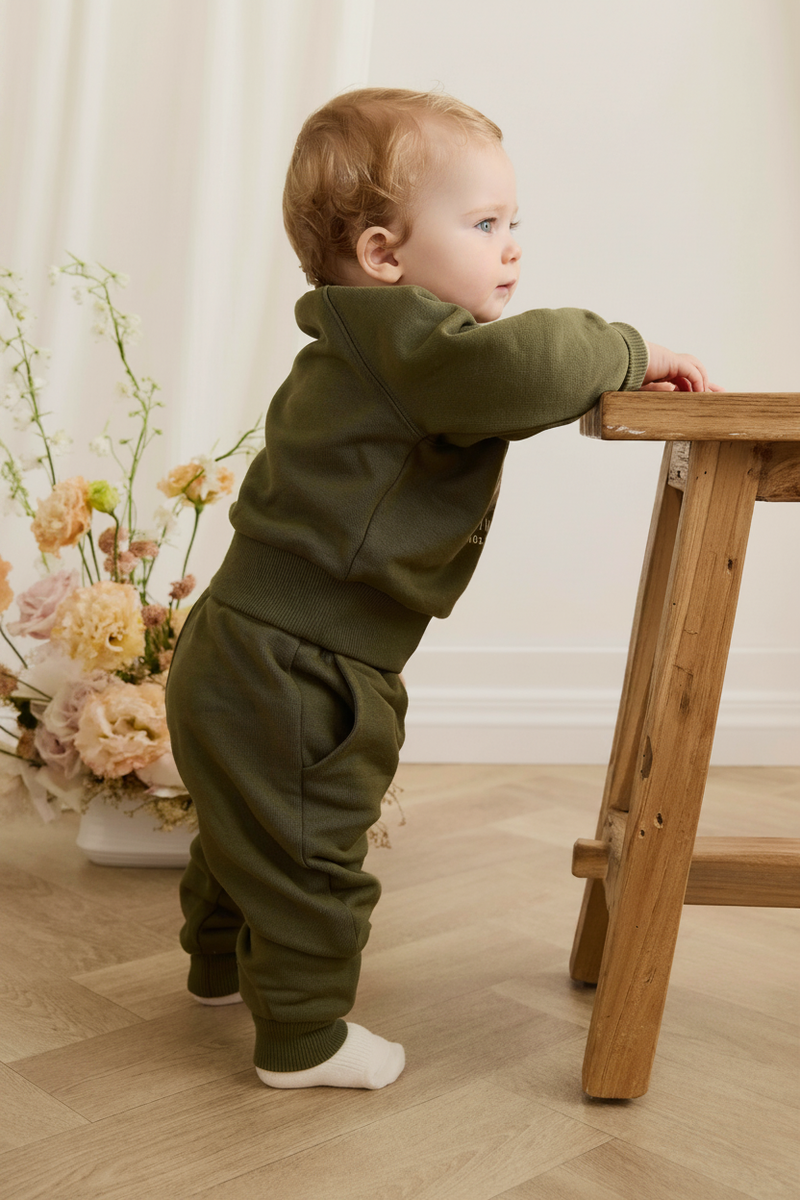 Organic Cotton Baby Pants - Olive