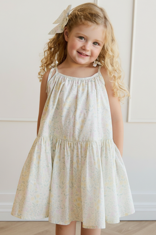 Organic Cotton Baby Dress - White Floral