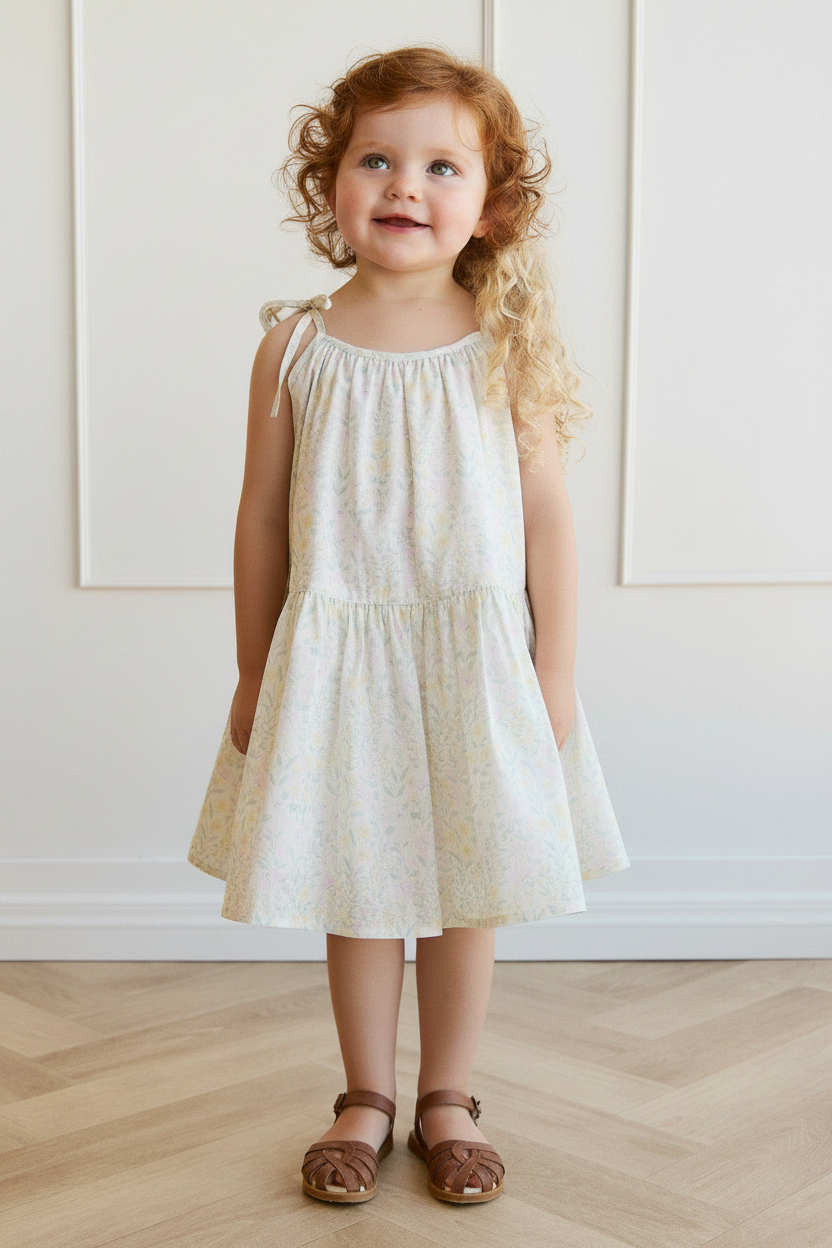 Organic Cotton Baby Dress - White Floral - Kumfy Kids (3)