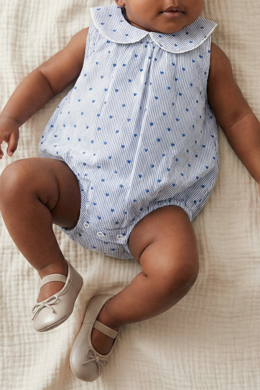 Organic Cotton Baby Romper - Indigo Stripe - Kumfy Kids (4)