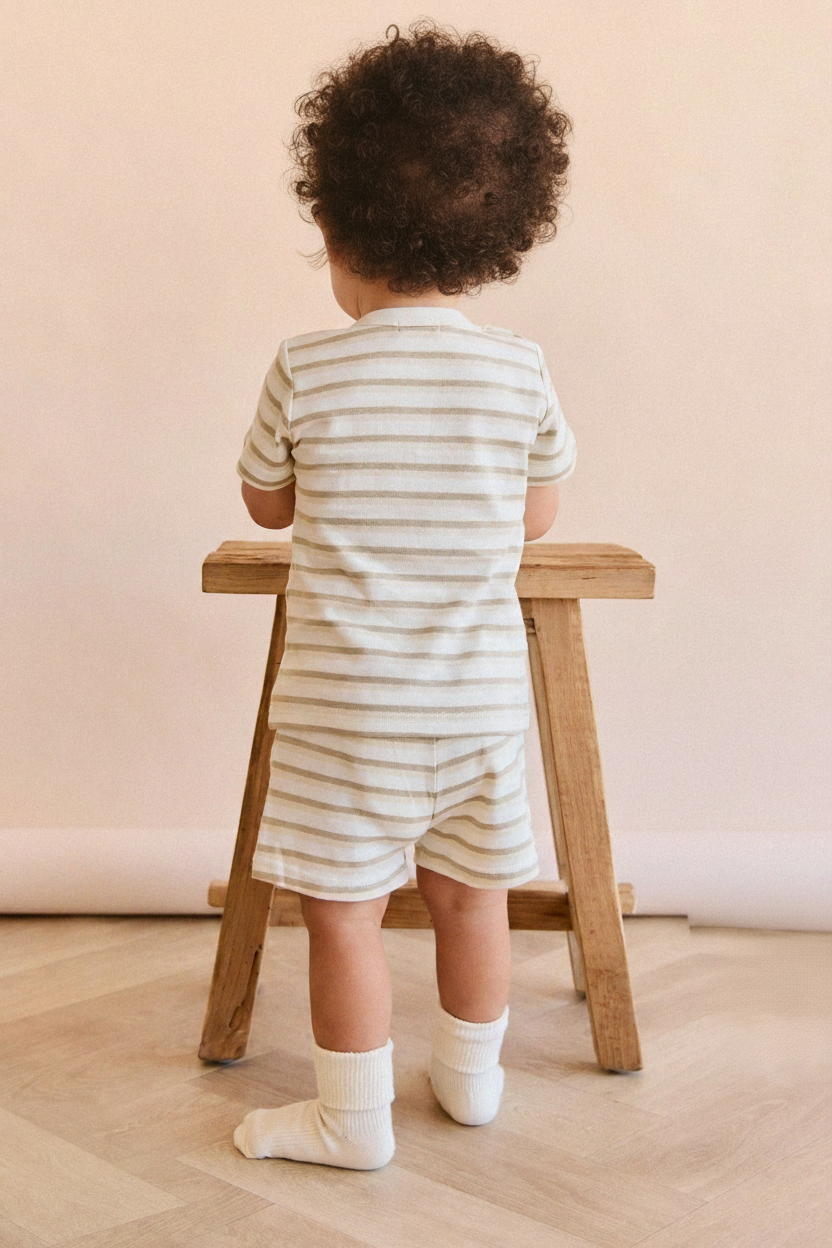 Cotton Baby Shorts - Warm Stripe - Kumfy Kids (2)