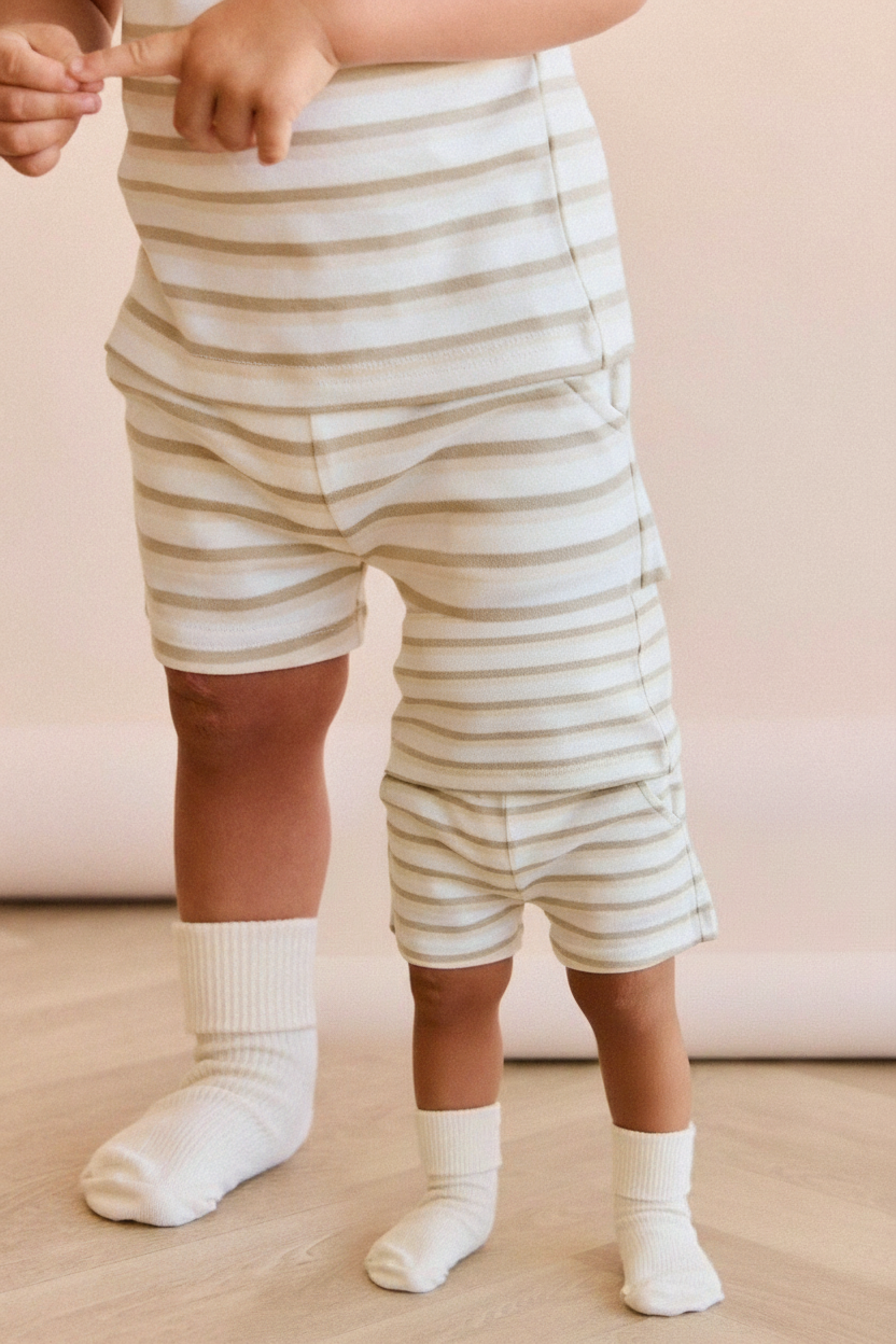 Cotton Baby Shorts - Warm Stripe - Kumfy Kids (3)