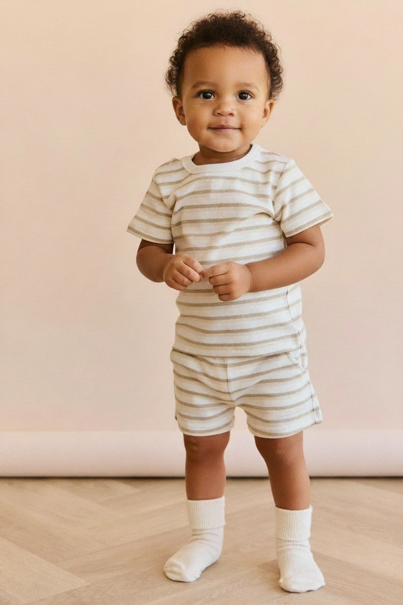 Cotton Baby Shorts - Warm Stripe - Kumfy Kids (4)