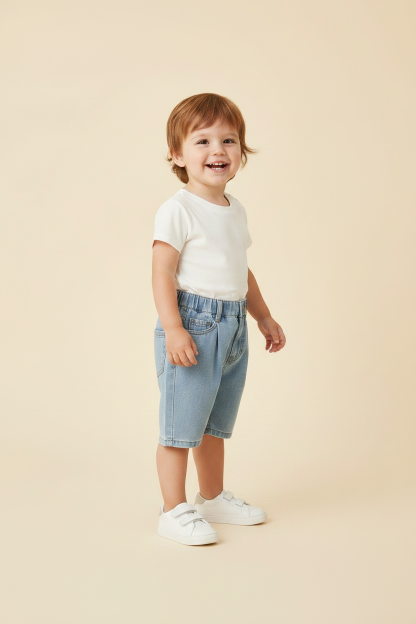 Cotton Baby Pants - Light Wash Denim - Kumfy Kids (2)
