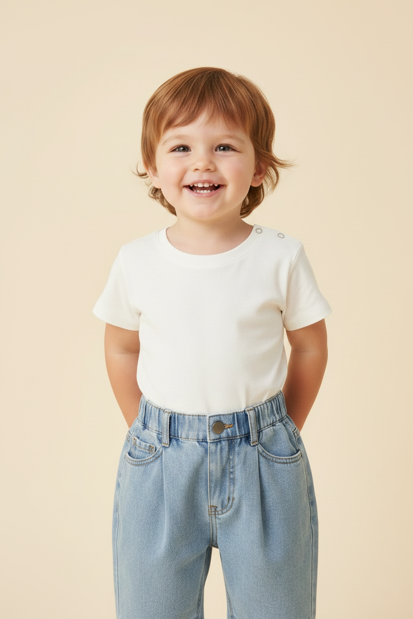Cotton Baby Pants - Light Wash Denim - Kumfy Kids (3)