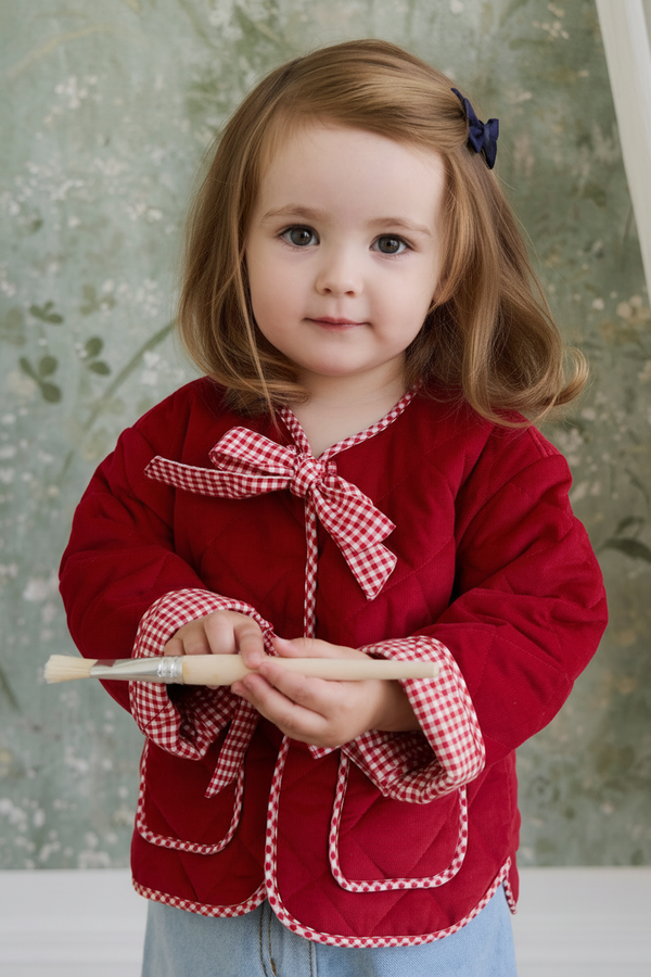 Cotton Baby Jacket - Ribbon Print