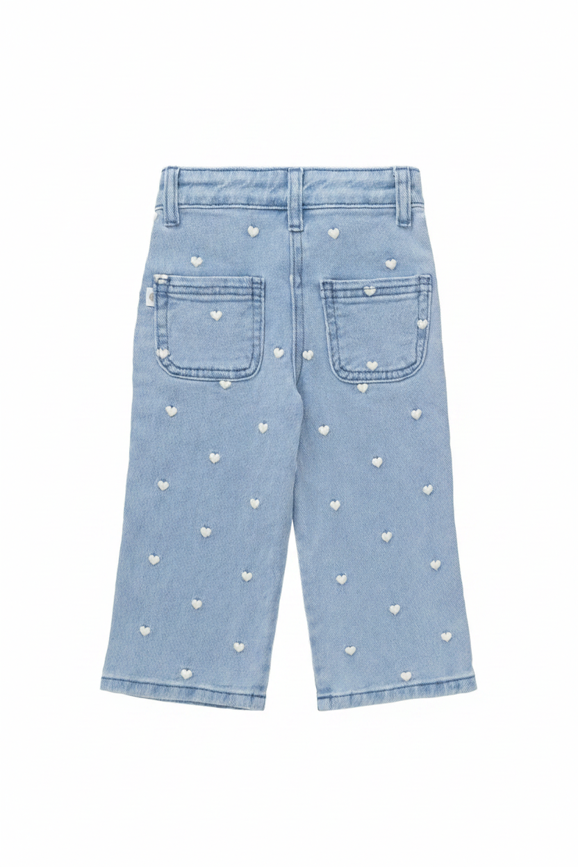 Cotton Baby Pants - Heart Print Denim - Kumfy Kids (3)