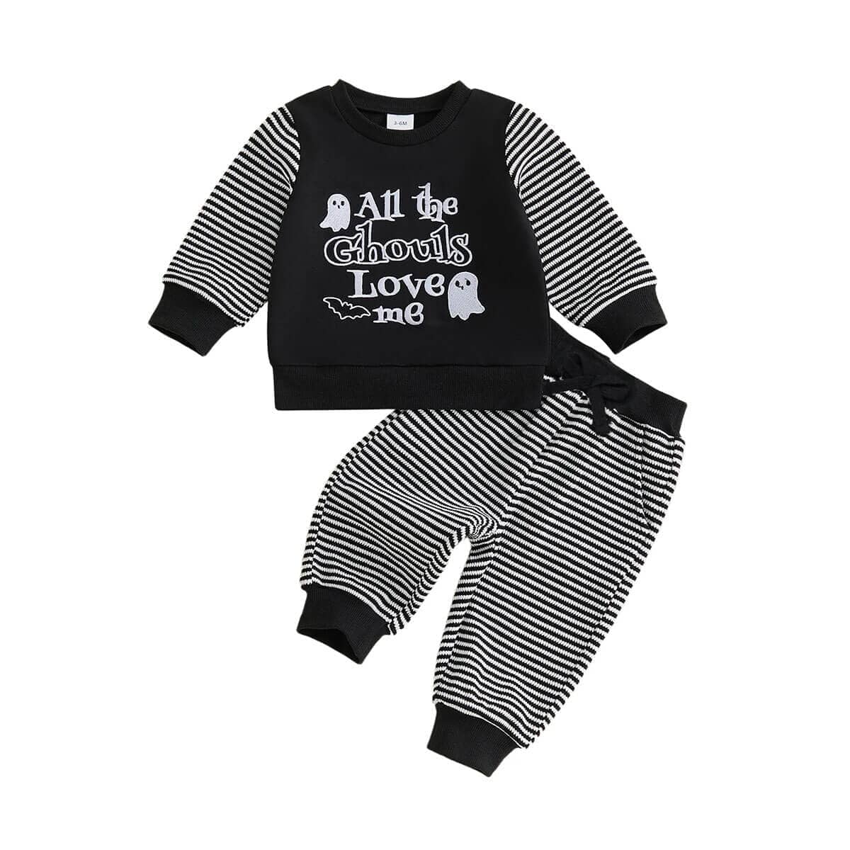 All The Ghouls Love Me Striped Baby Set - Kumfy Kids