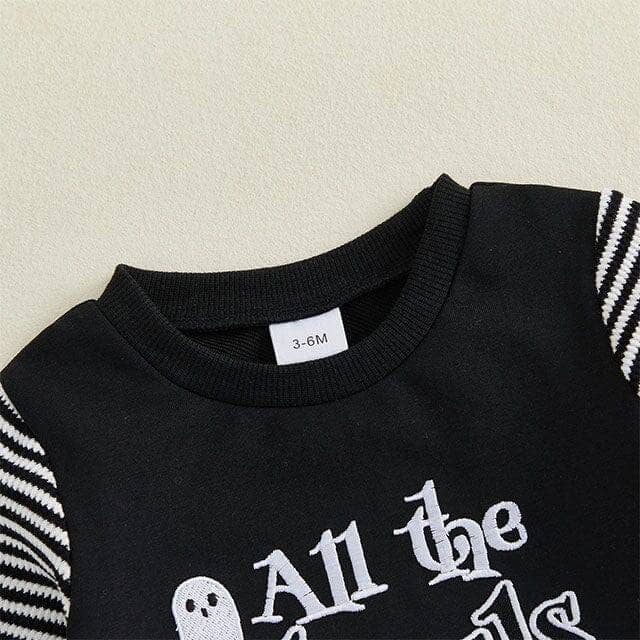 All The Ghouls Love Me Striped Baby Set