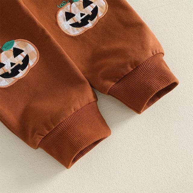 Long Sleeve Checkered Pumpkin Toddler Set - Kumfy Kids (3)