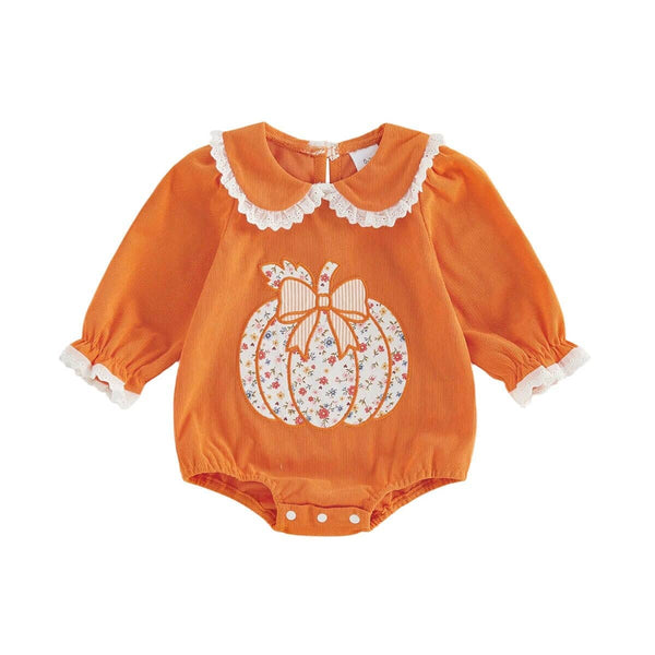Long Sleeve Collar Pumpkin Baby Romper