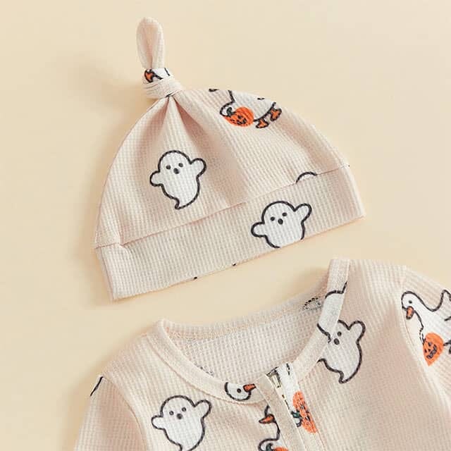 Long Sleeve Halloween Footed Waffle Baby Jumpsuit