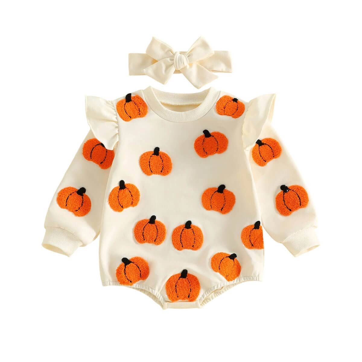 Long Sleeve Halloween Ruffle Baby Romper - Kumfy Kids