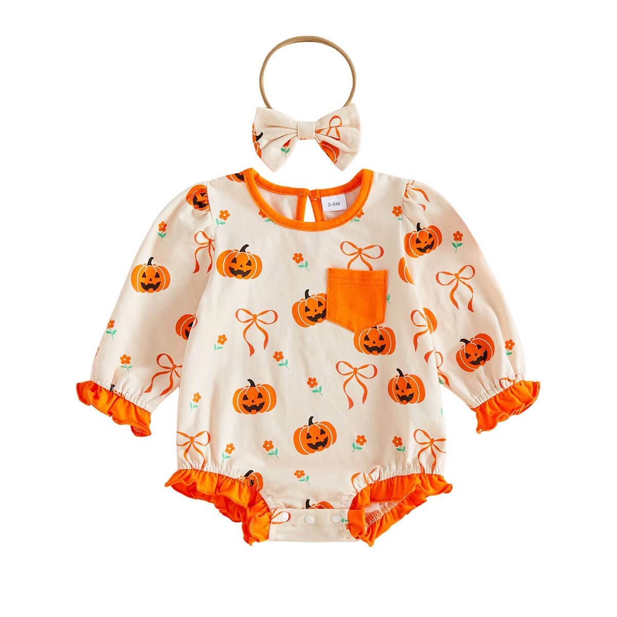 Long Sleeve Halloween Ruffled Baby Romper - Kumfy Kids