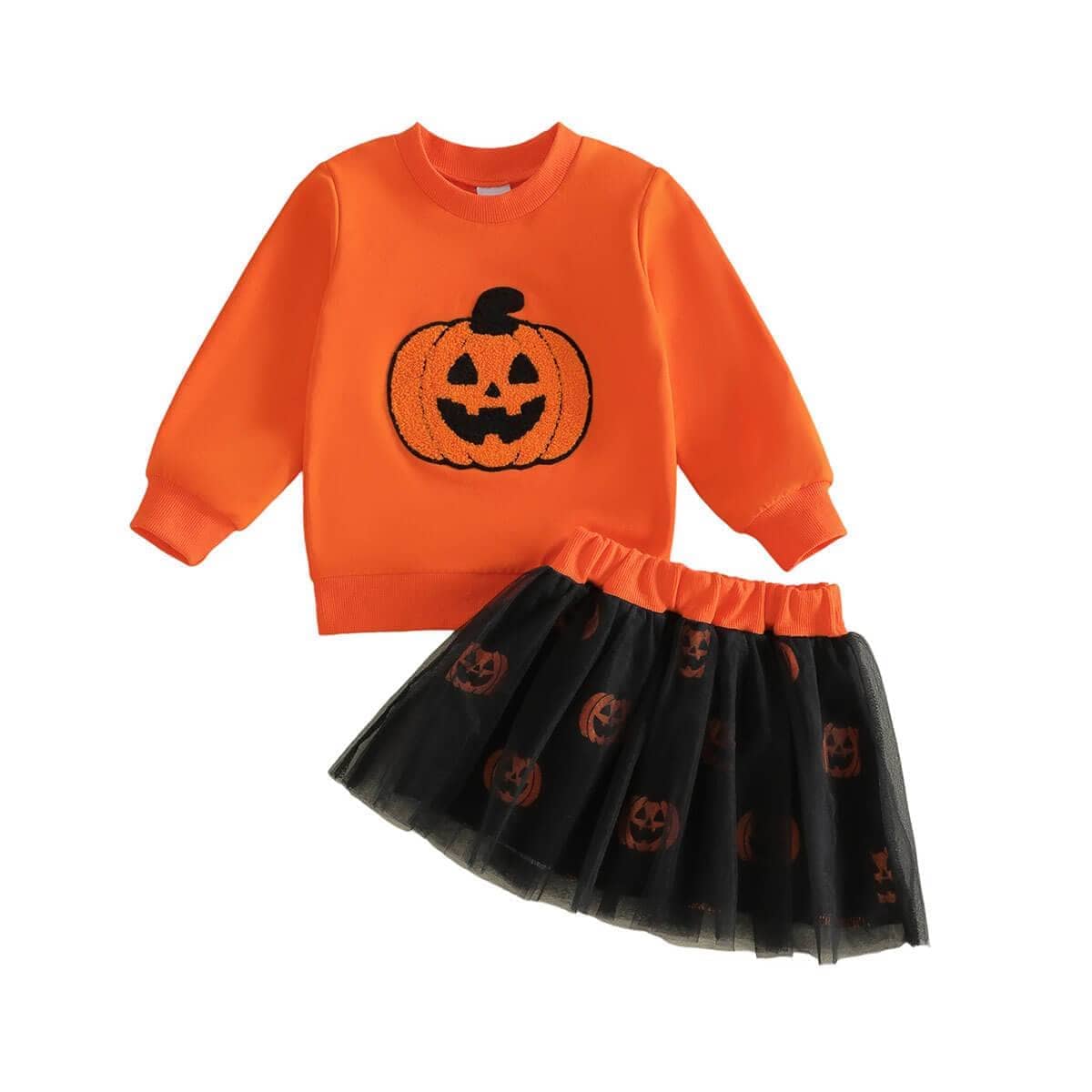 Long Sleeve Halloween Skirt Toddler Set - Kumfy Kids